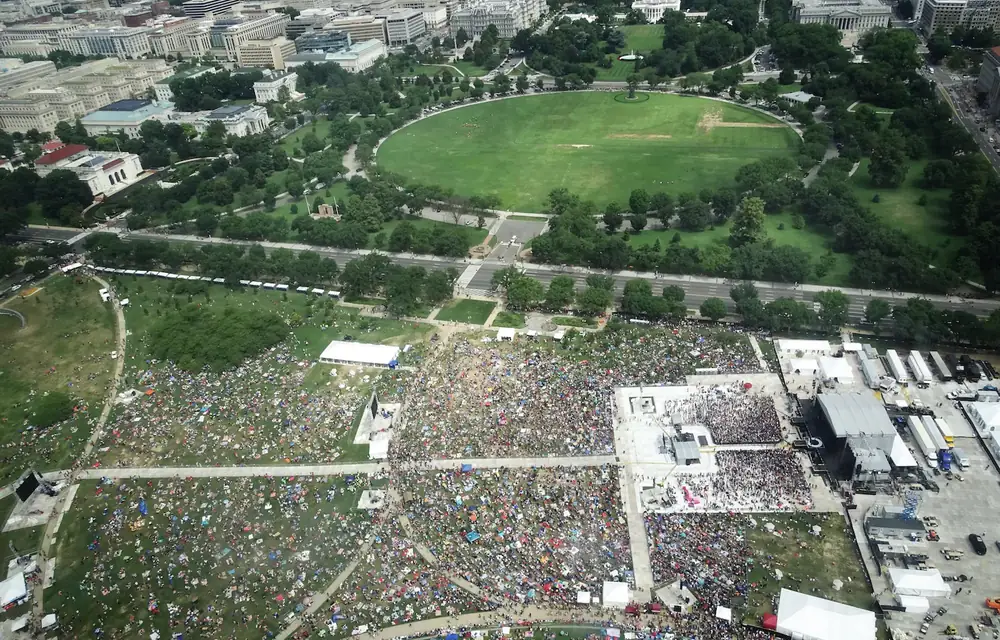Aerial view of the crowd on the National Mall